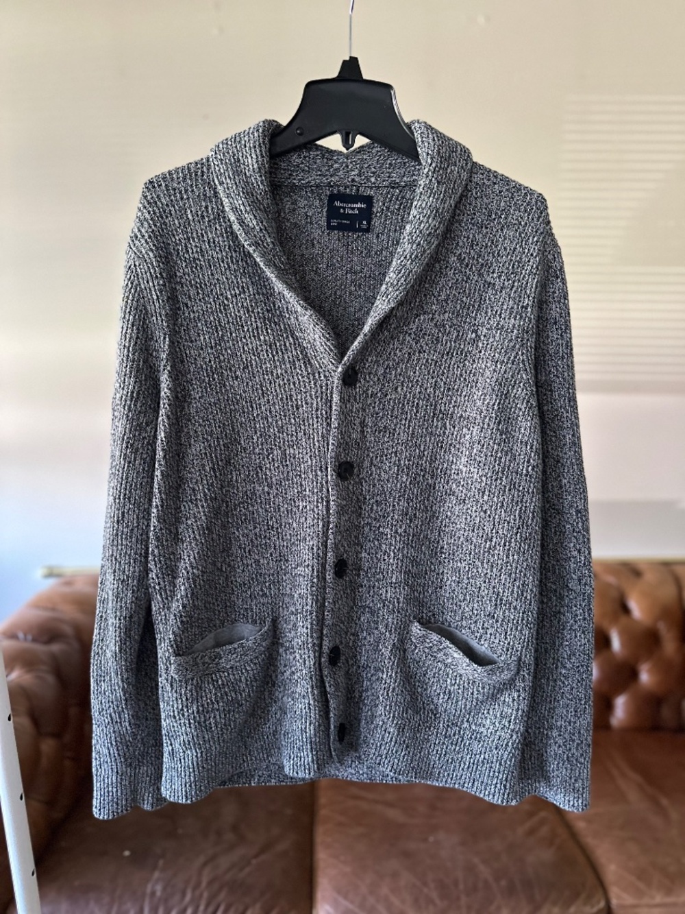 100% COTTON • Abercrombie & Fitch · Men's XL Marled Grey Cardigan